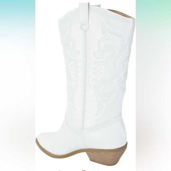 White Soda Reno Women Western Cowboy Pointed Toe Knee High Pull On Tabs Boots - Picture 4 of 4